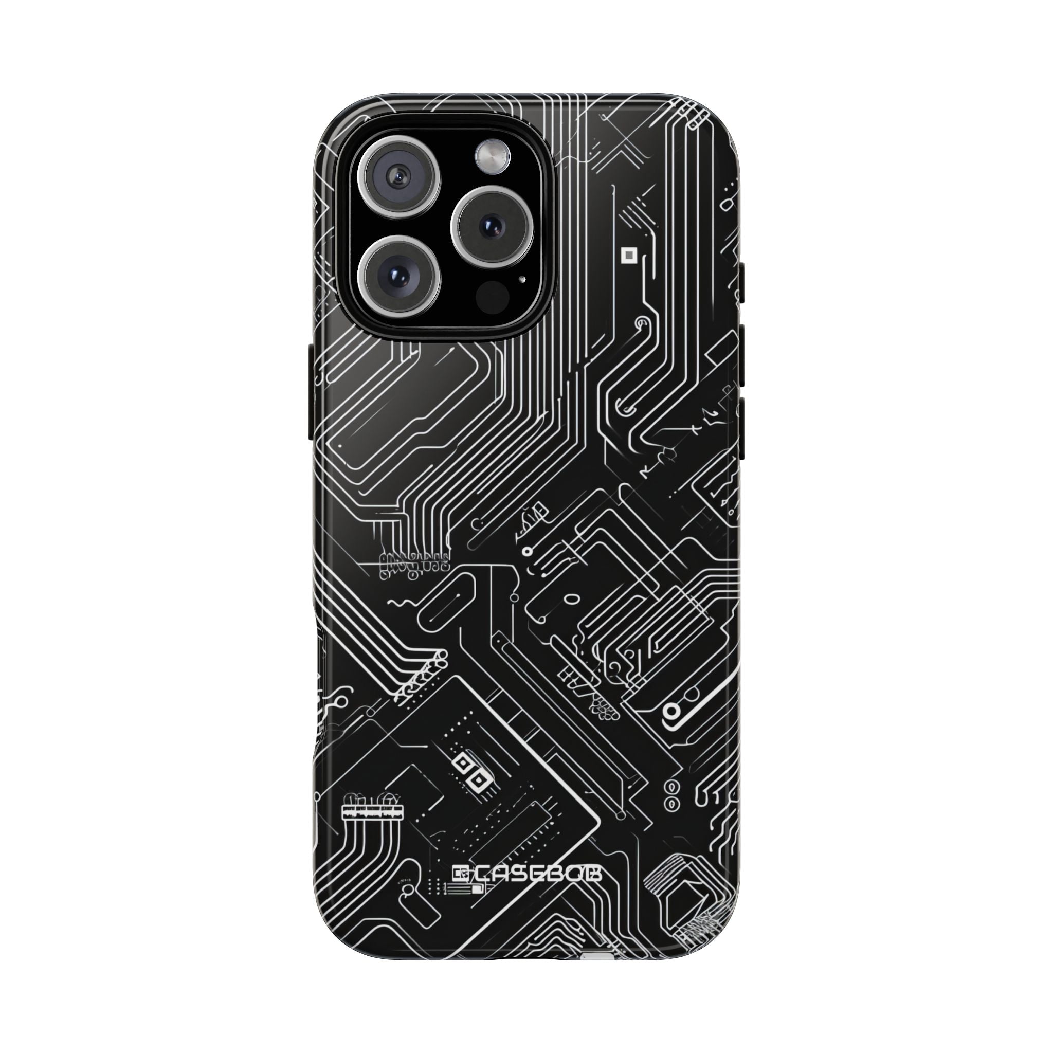 Circuitry Dreams: Abstract Black Design - for iPhone 16