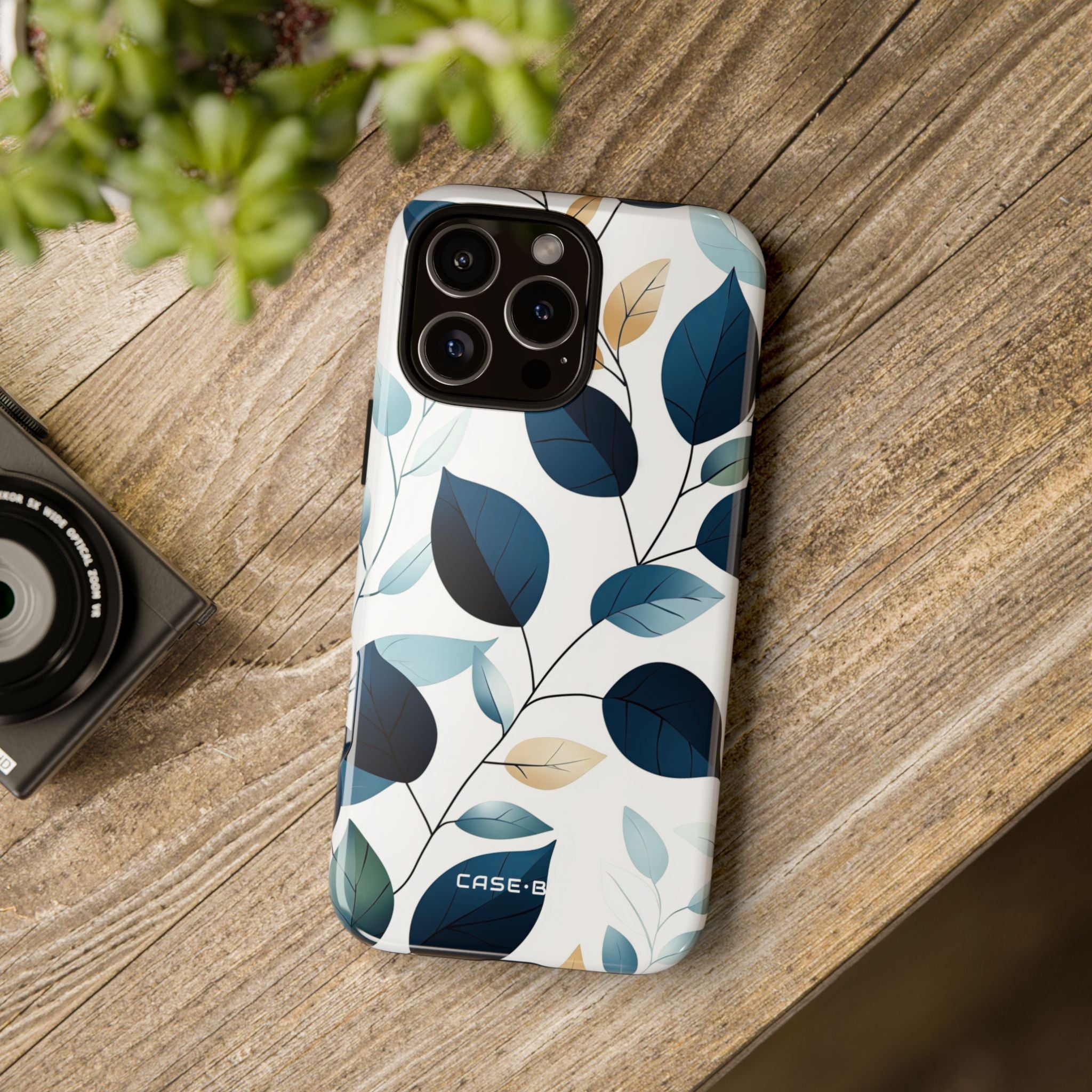 Navy Leaf Veins iPhone 16 Pro Max Case - Tough