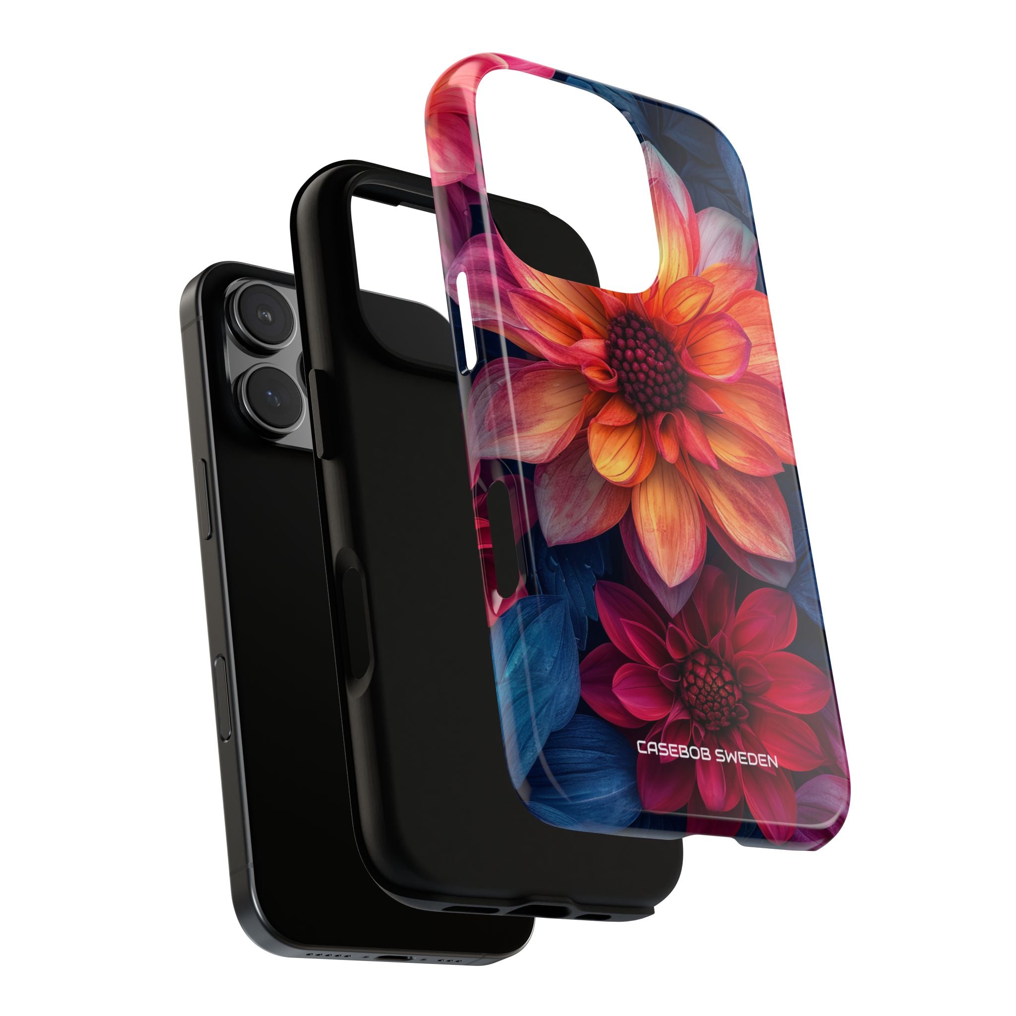 Floral Harmony Orange Blue - Tough iPhone 16 Phone Case