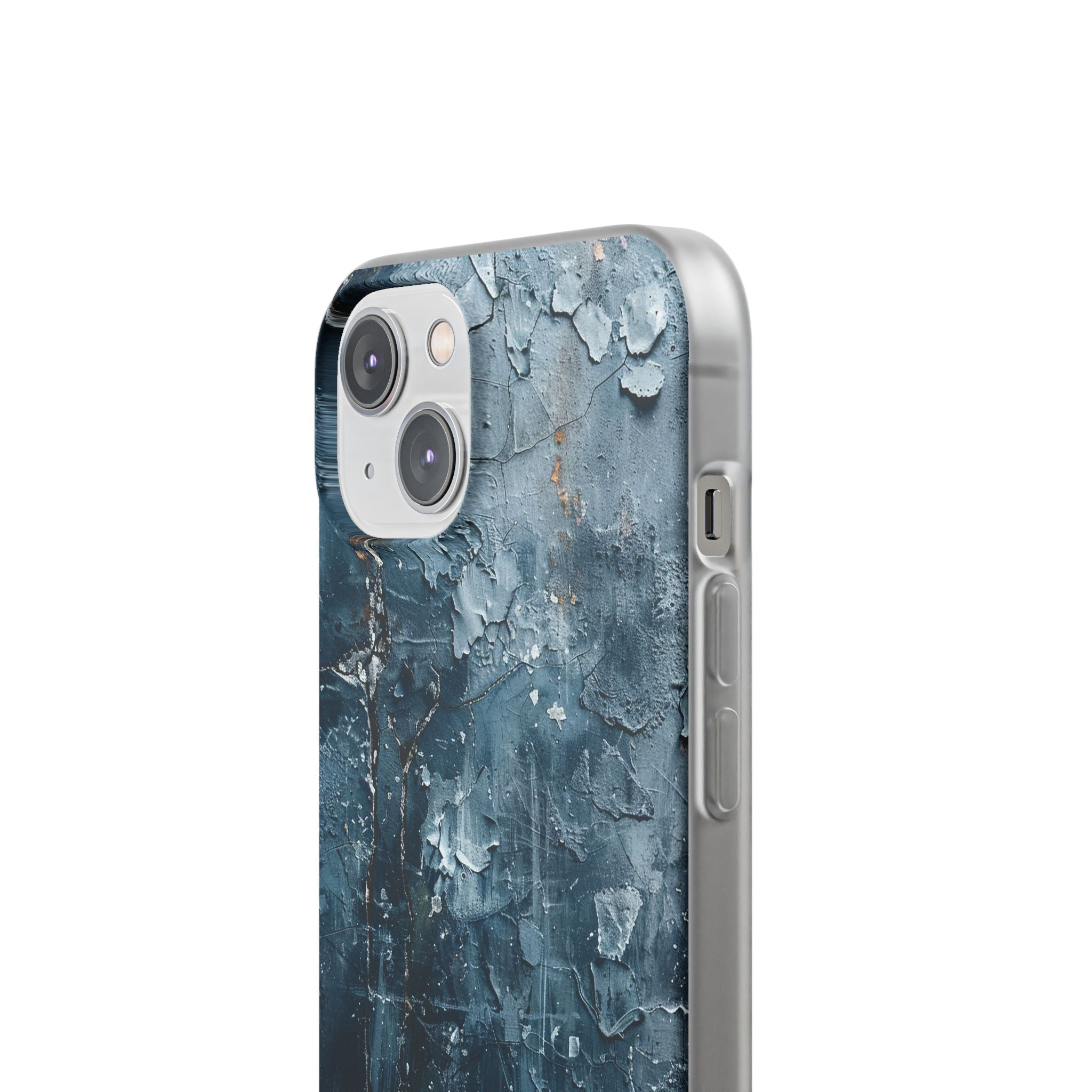 Weathered Blue Tapestry with Cracked Layers iPhone 14 - Flexi Phone Case