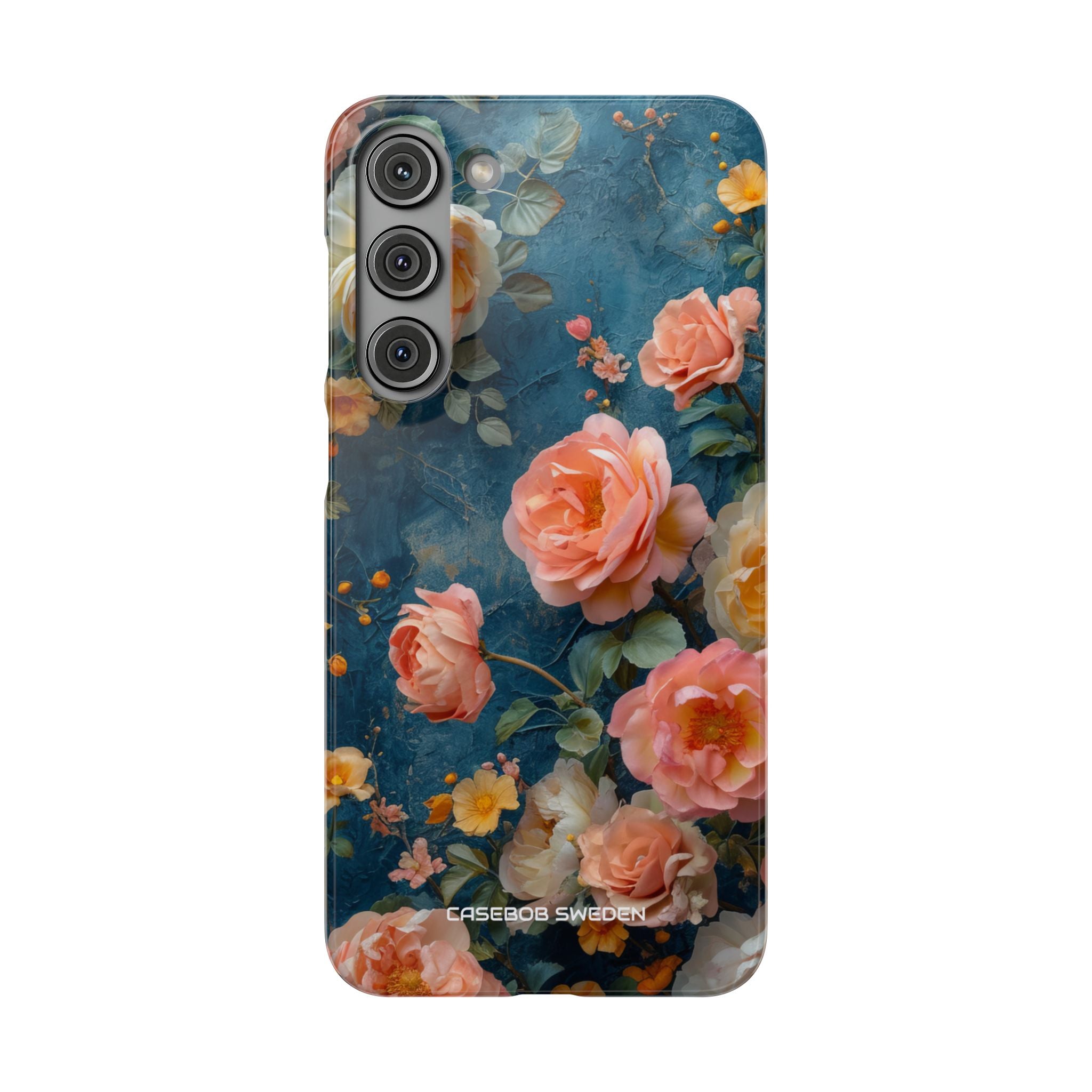 Blue Floral Elegance - Slim Samsung S23 Phone Case