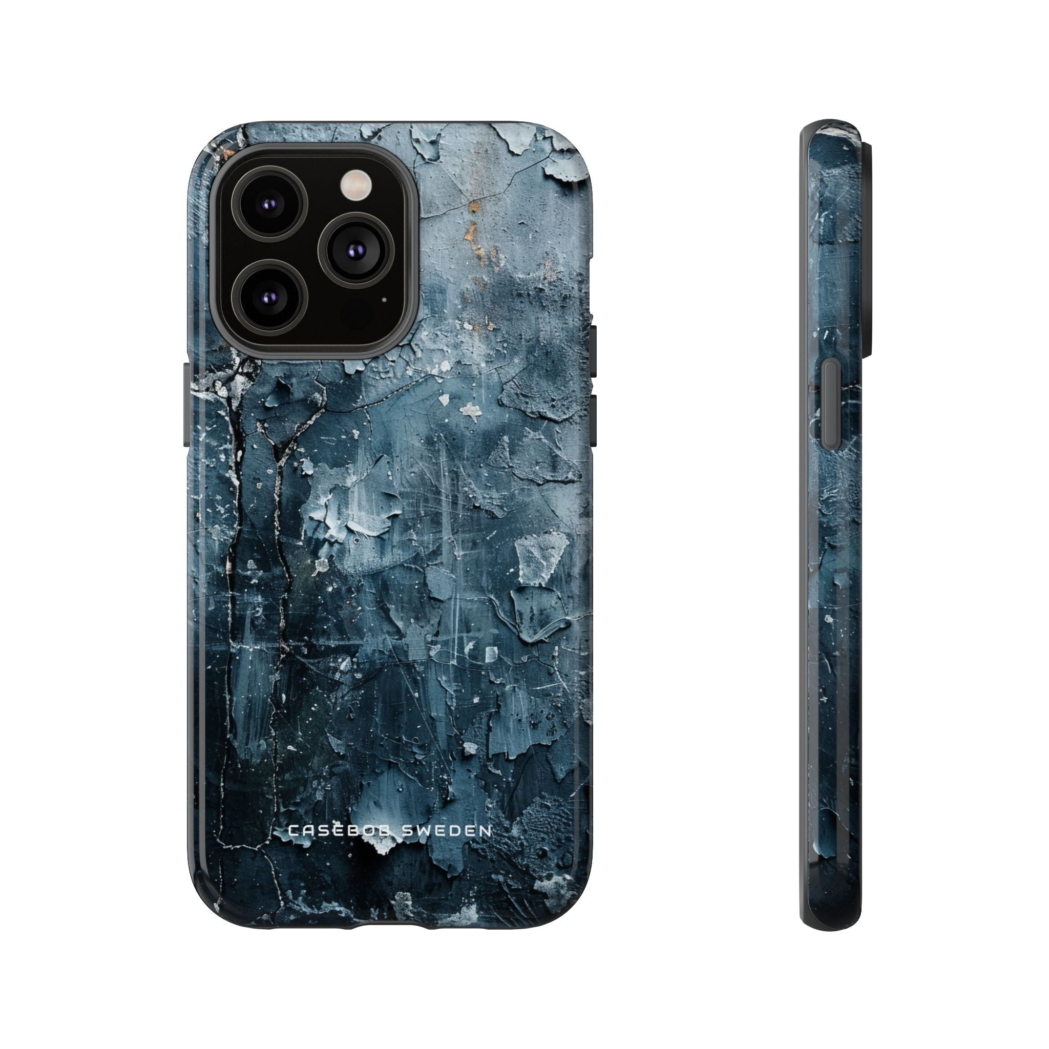 Weathered Blue Tapestry with Cracked Layers iPhone 14 - Tough Phone Case