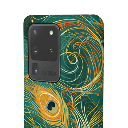 Peacock Elegance in Teal and Gold Samsung S20 - Slim Phone Case