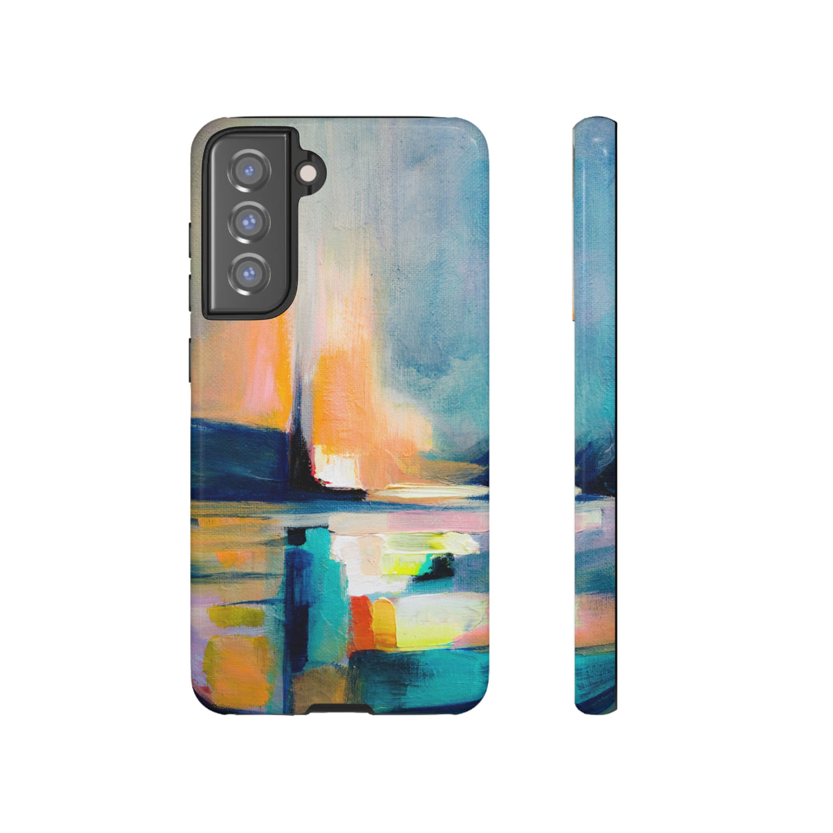 Abstract Blue n Yellow iPhone Case (Protective) Samsung Galaxy S21 FE Glossy Phone Case