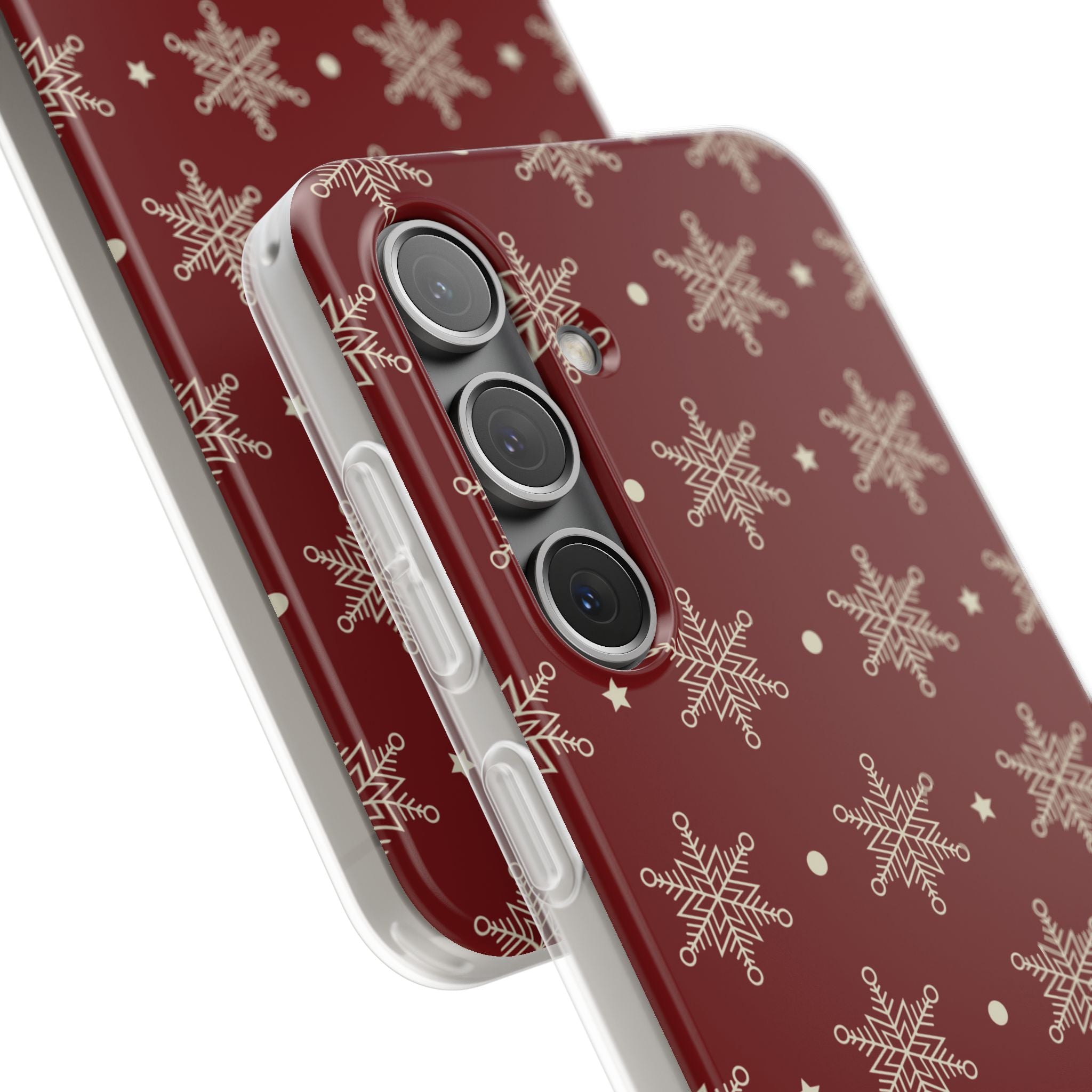 Cream Snowflake Crimson Samsung S24 Case - Soft