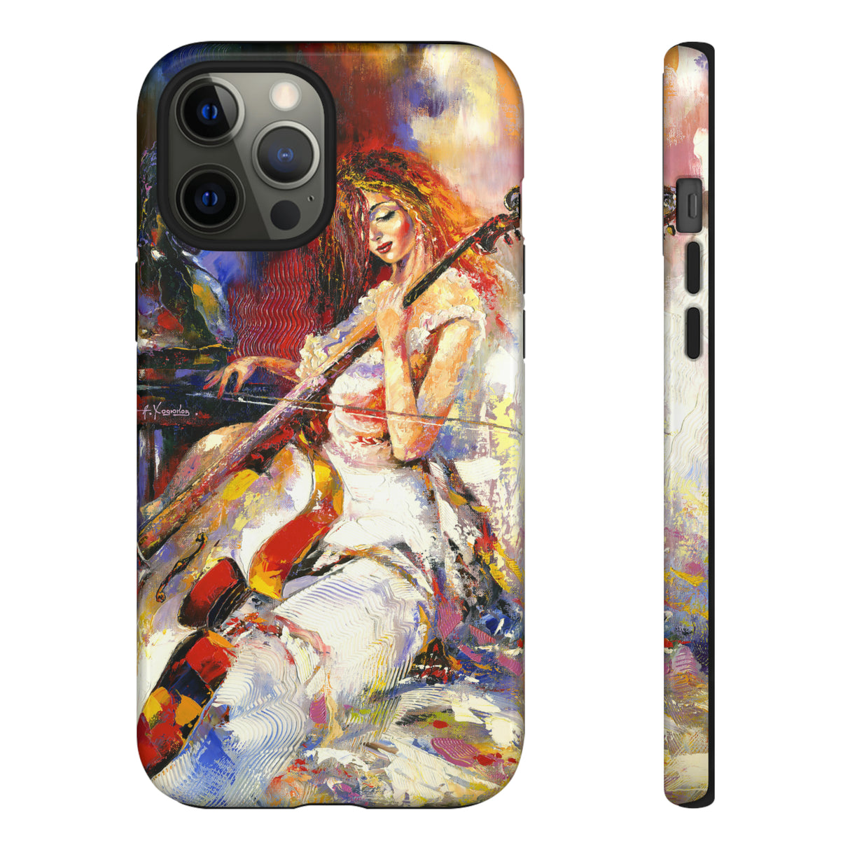 Oil panting - Girl playing Violoncello - Protective Phone Case