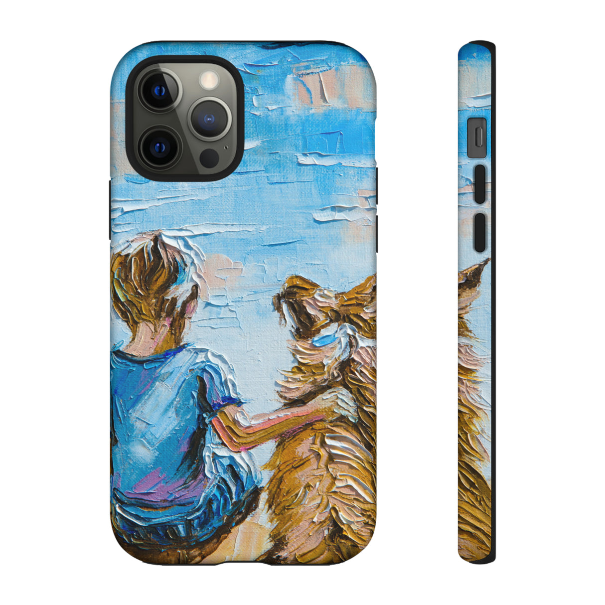 Boy with Dog - Protective Phone Case