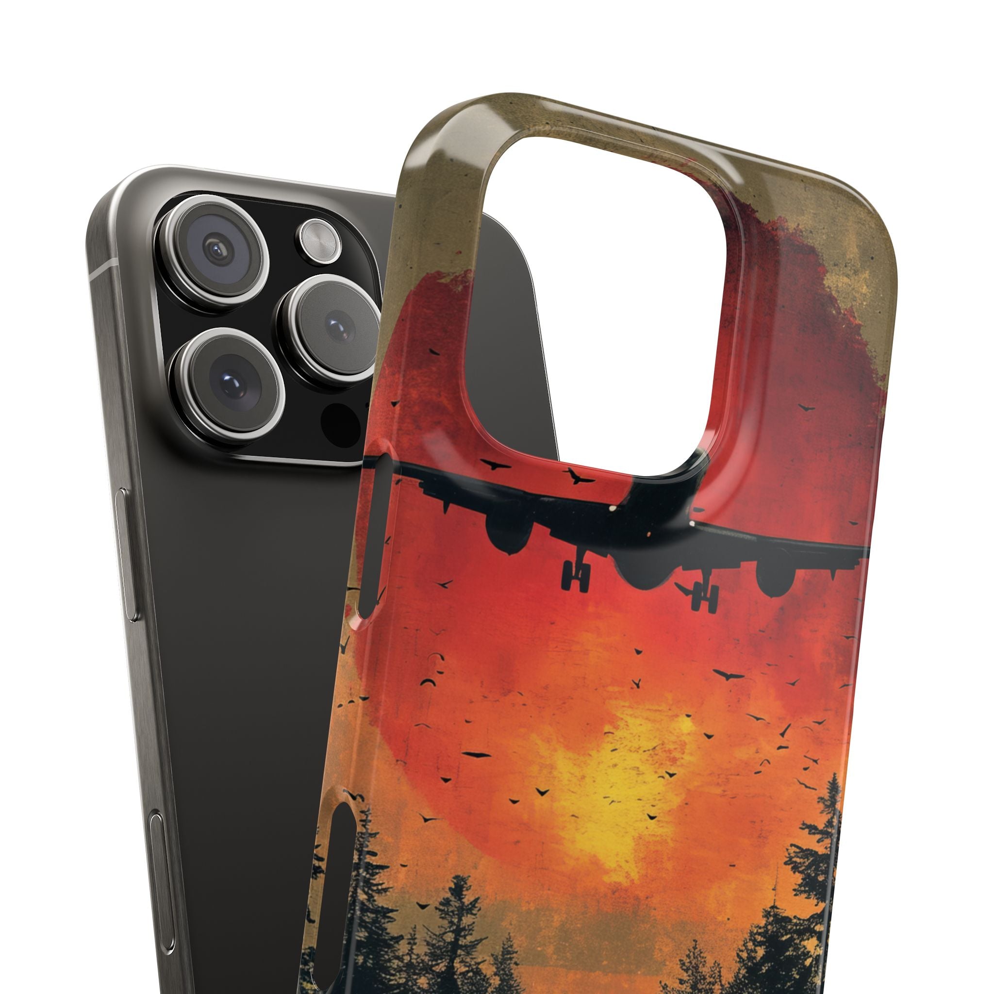 Vintage Sunset Airplane Silhouette iPhone 16 - Slim Phone Case