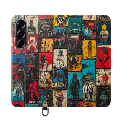 Portrait Grid Crimson - Samsung S25 Case - Wallet