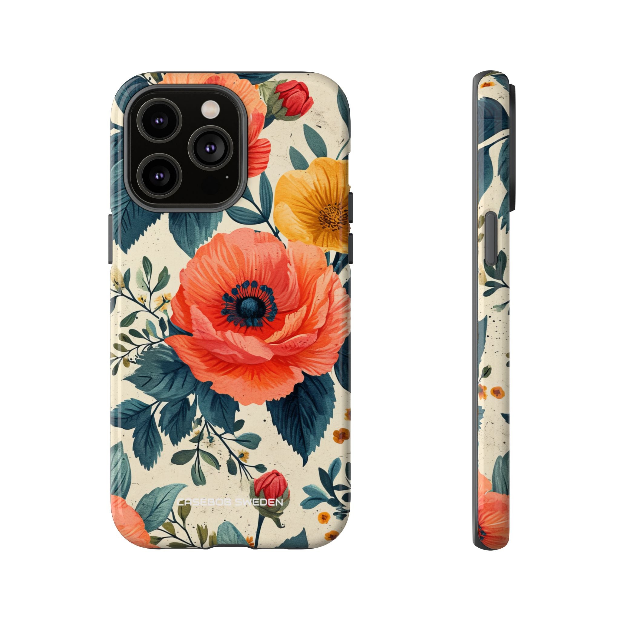 Vibrant Botanical Poppies - Tough iPhone 14 Phone Case