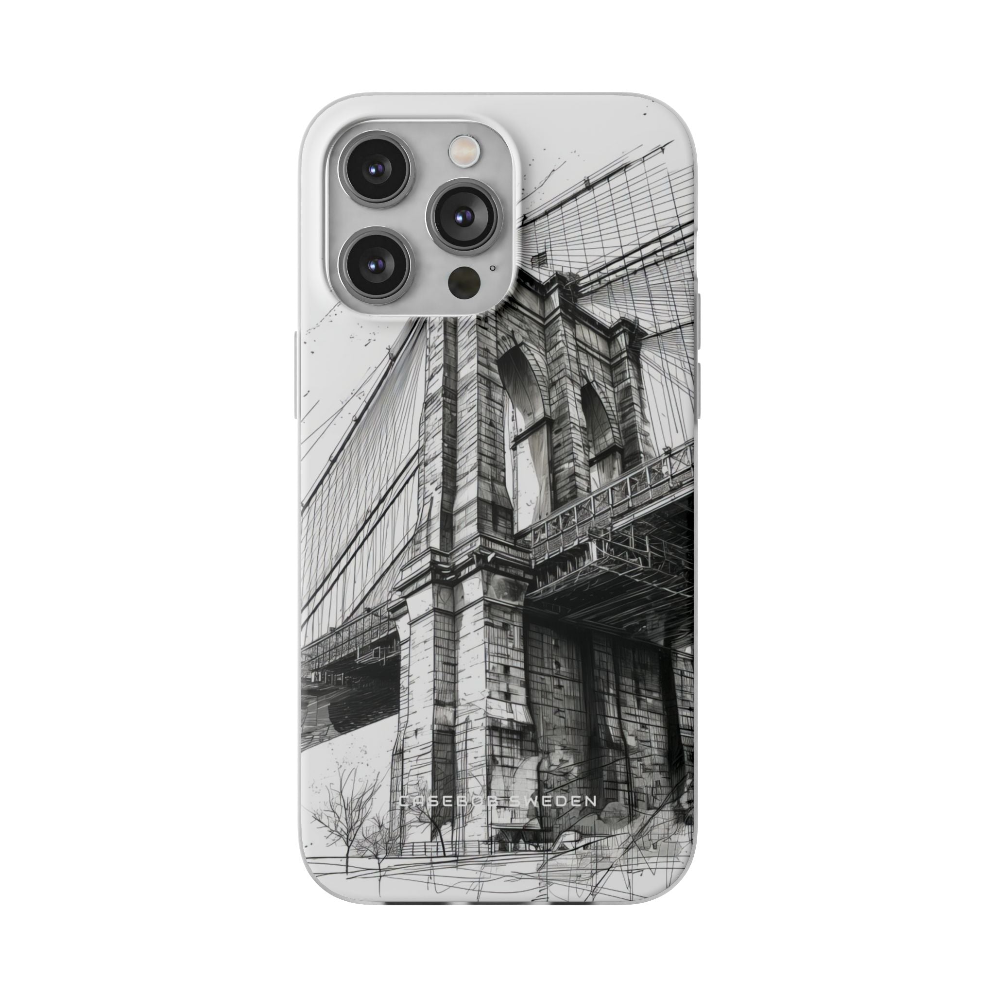 Suspension Bridge Line Art Illustration iPhone 14 - Flexi Phone Case