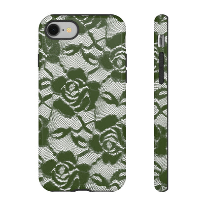 Green Lace Gothic Flower - Protective Phone Case