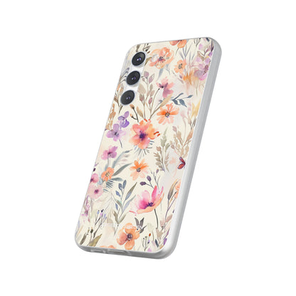 Soft Pink Floral Watercolor Design - Flexi Samsung S23 Phone Case