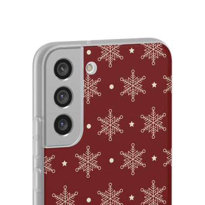 Cream Snowflake Crimson Samsung S22 Plus Case - Soft