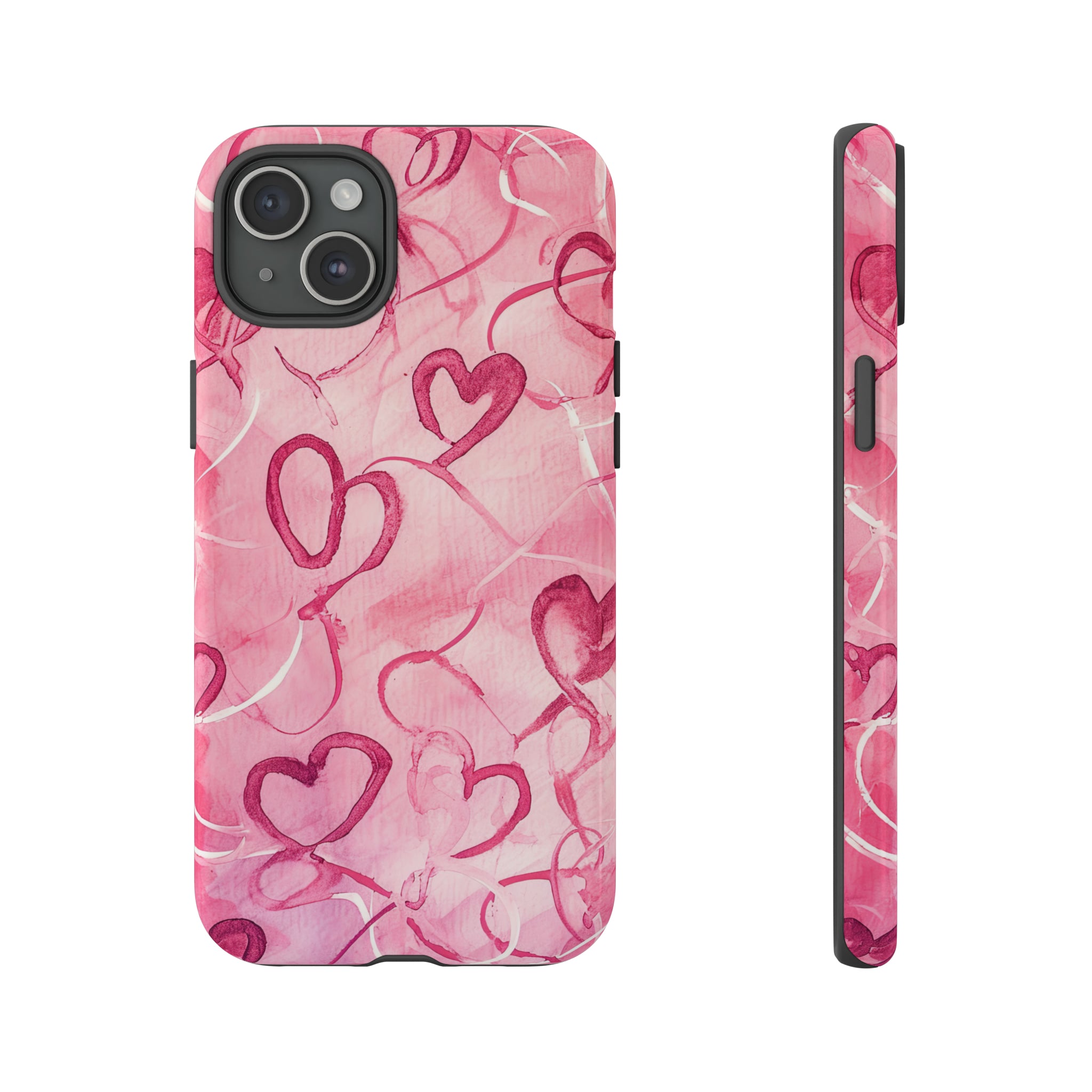 Intertwined Hearts & Cupid - Protective Phone Case