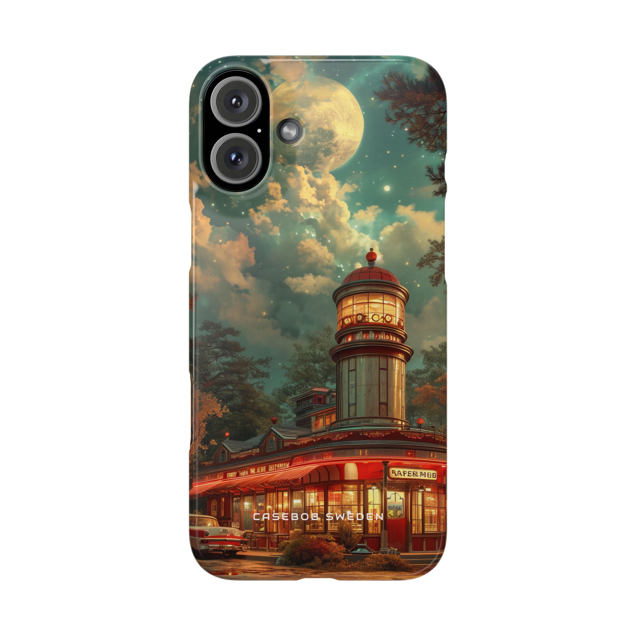 Vintage Moonlit Diner Fantasy iPhone 16 - Slim Phone Case