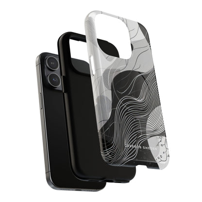 Fluid Rhythms: Monochrome Line Flow iPhone 15  Tough+ Phone Case