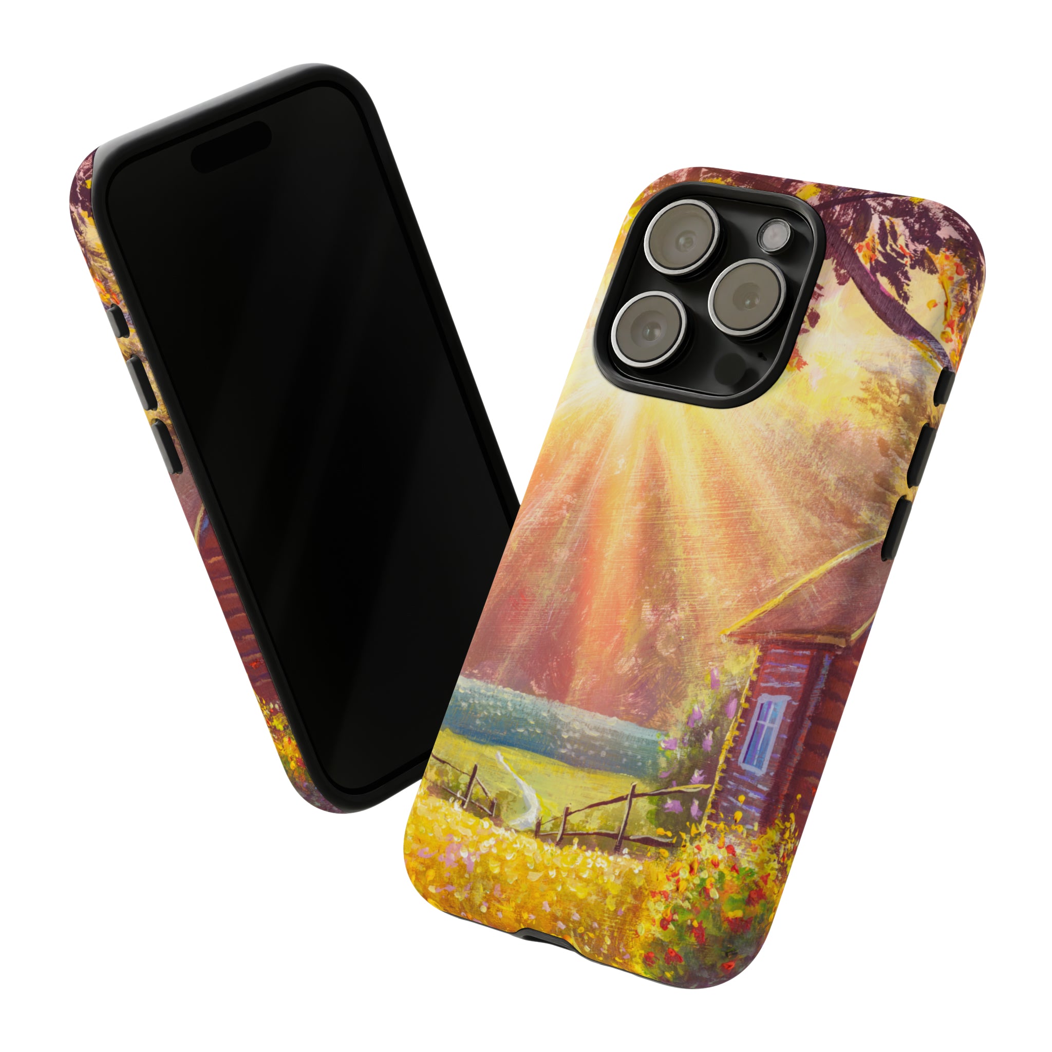 Flower Bushes Wooden House - Protective Phone Case