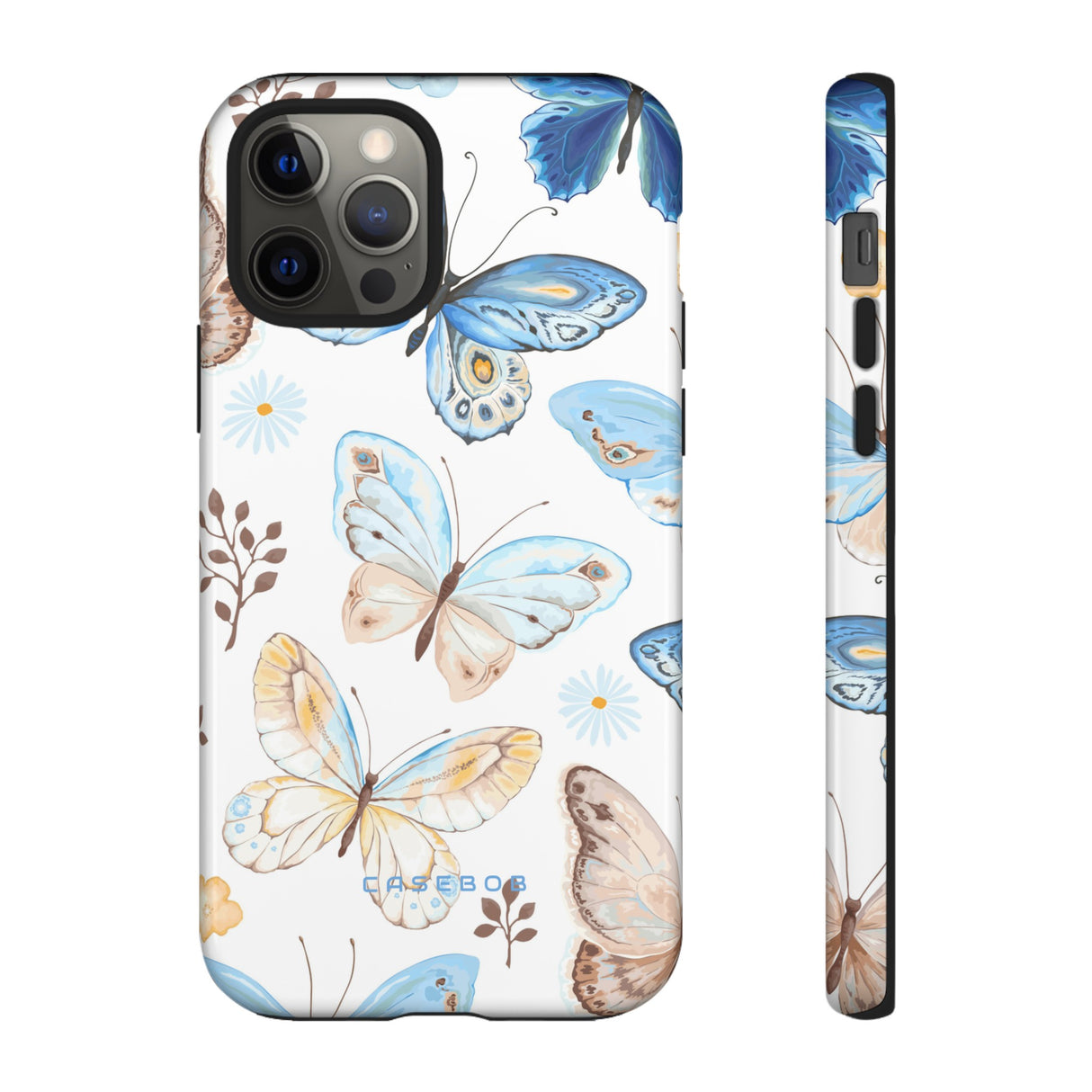 Flying Butterflies, Blue and Yellow iPhone case (Protective) - Protective Phone Case