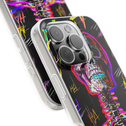 Neon Skeleton Laugh iPhone 16 Pro Case - Soft