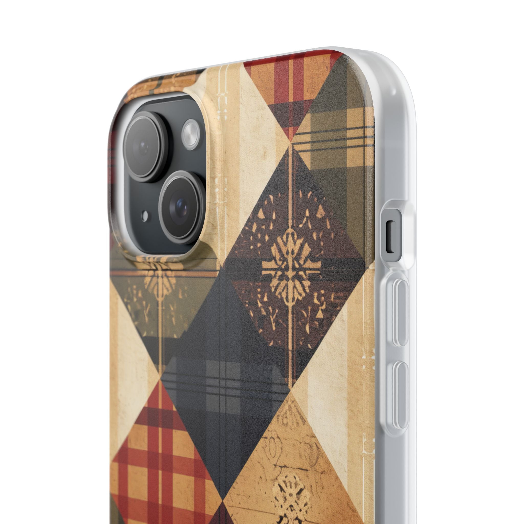 Rustic Geometric Patchwork Harmony iPhone 15 - Flexi Phone Case