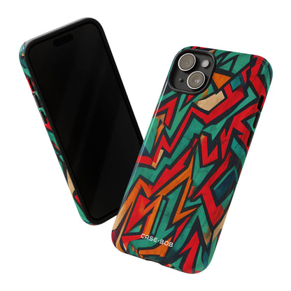 Crimson Zigzag iPhone 15 Plus Case - Tough