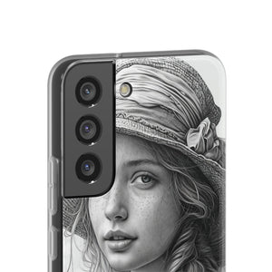 Serene Sketch Portrait | Flexible Phone Case for Samsung Galaxy