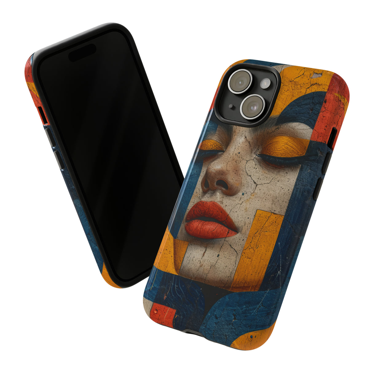 Blue Lady's Geometric Elegance - Protective Phone Case