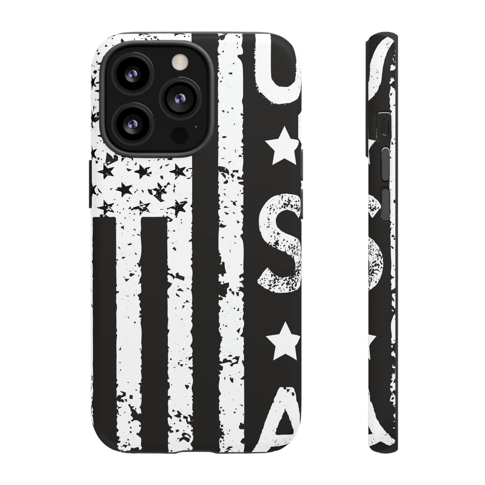 Black n White U.S Flag - Protective Phone Case