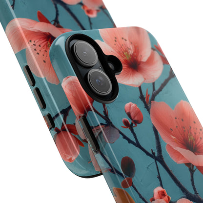 Teal Coral Blossom - Tough iPhone 16 Phone Case