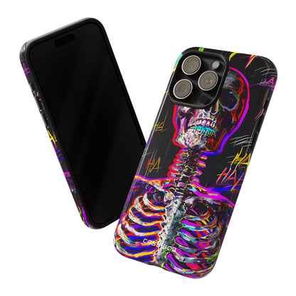 Neon Skeleton Laugh iPhone 15 Pro Max Case - Tough