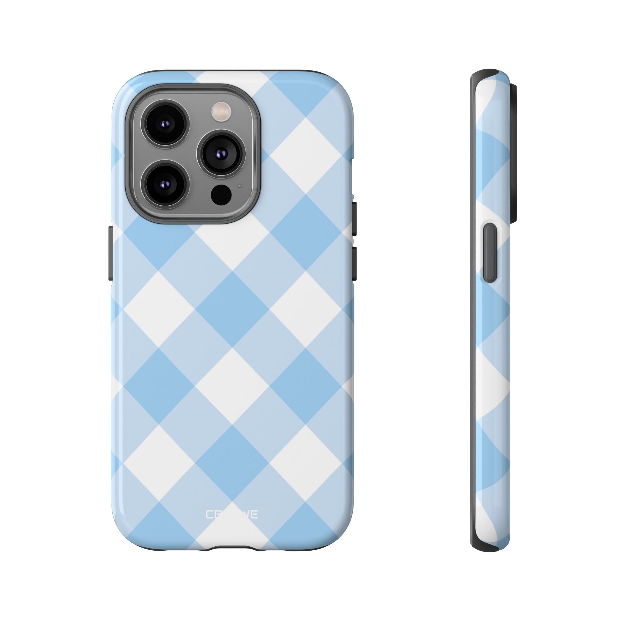 Soft Blue Gingham Elegance - iPhone Case