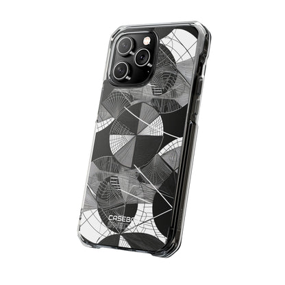 Monochrome Circle Maze iPhone 14 - Impact Clear+