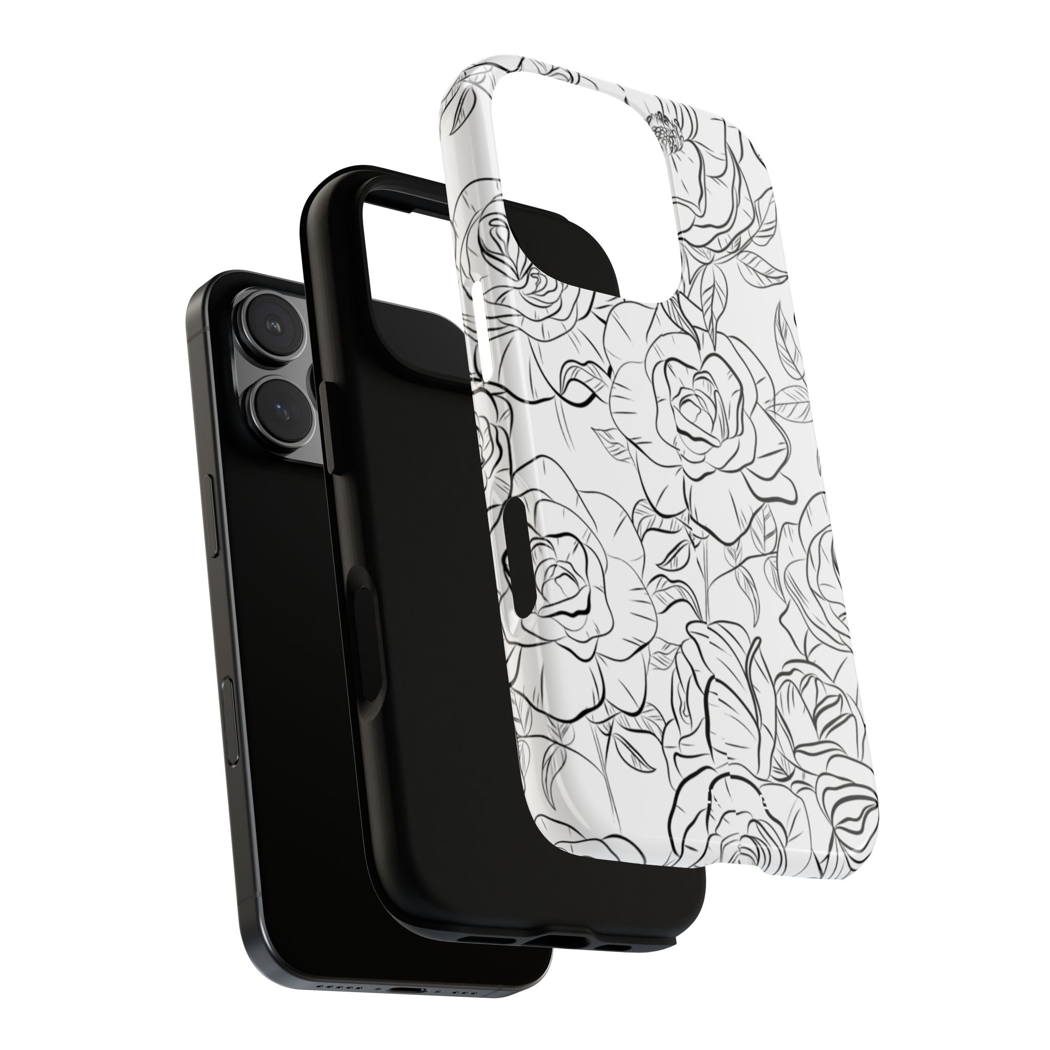 Intricate Rose Sketches - iPhone Case