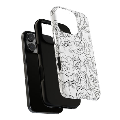 Intricate Rose Sketches - iPhone Case