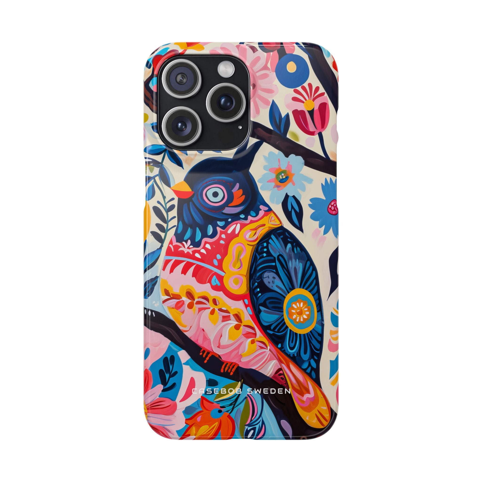 Whimsical Vintage Owl with Floral Charm iPhone 15 - Slim Phone Case