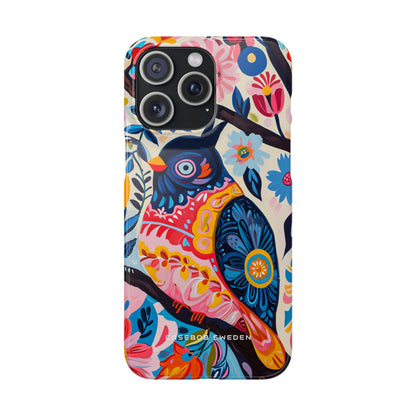 Whimsical Vintage Owl with Floral Charm iPhone 15 - Slim Phone Case