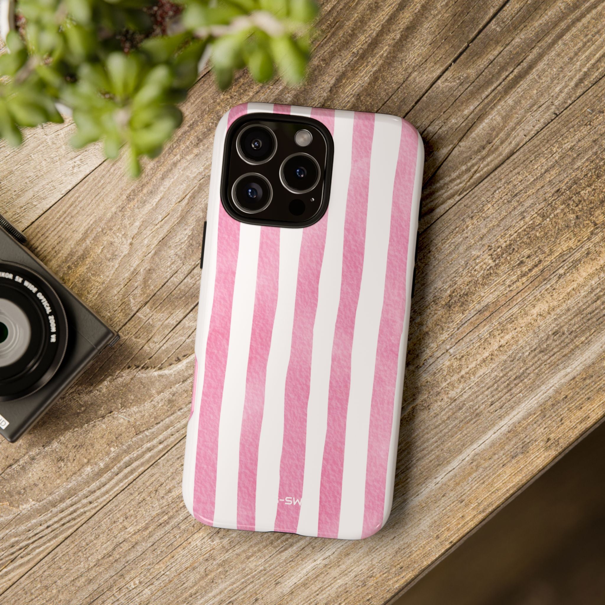 Pink Watercolor Stripes - iPhone Case