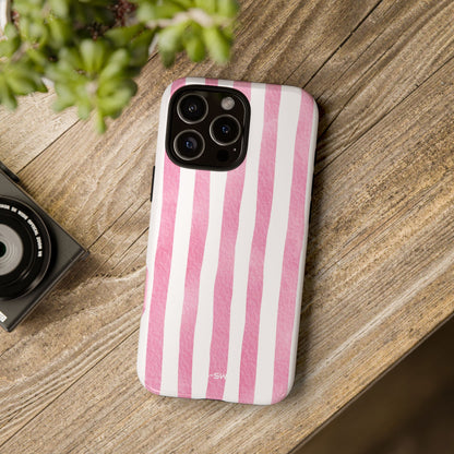 Pink Watercolor Stripes - iPhone Case