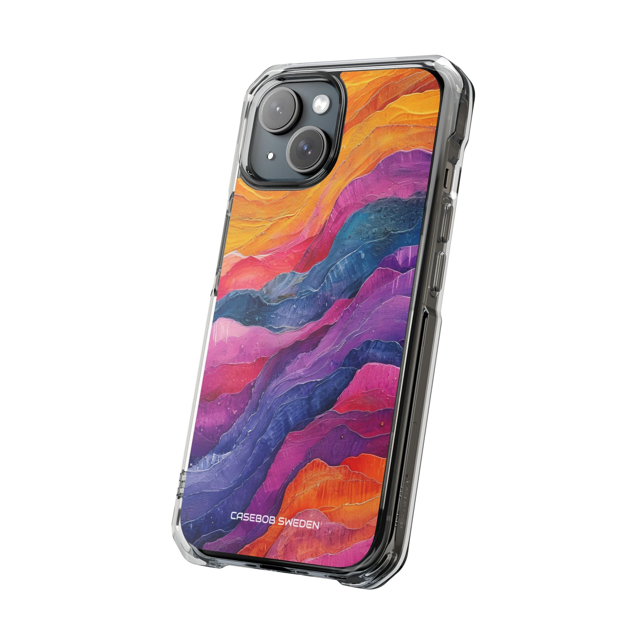 Vibrant Abstract Waves - Clear Impact iPhone 15 Phone Case