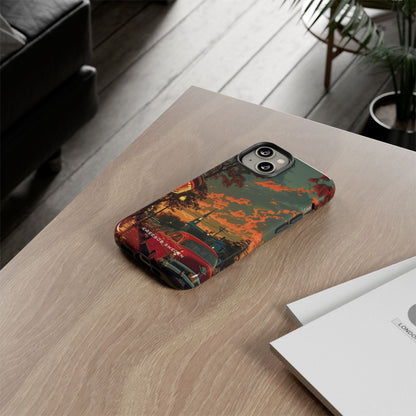 Mid-Century Nostalgia Streetscape iPhone 14 - Tough Phone Case