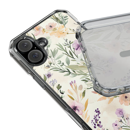 Soft Green Lavender Floral Pattern - Clear Impact iPhone 16 Phone Case