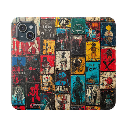 Portrait Grid Crimson - iPhone 15 Case - Wallet