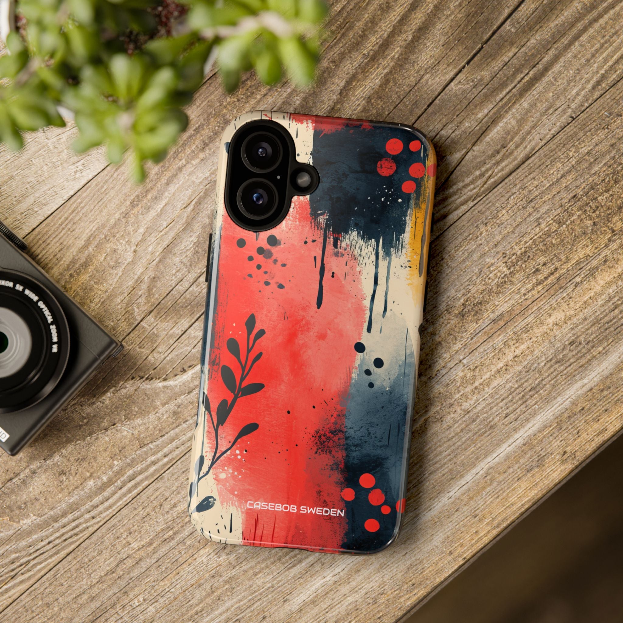 Red Blue Abstract Florals - Tough iPhone 16 Phone Case