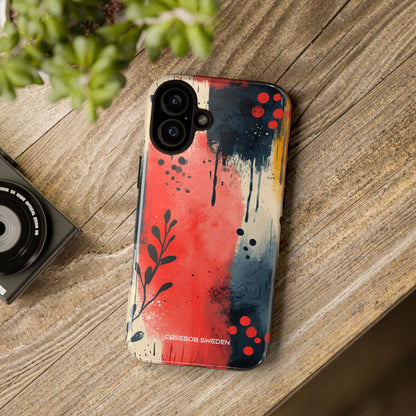 Red Blue Abstract Florals - Tough iPhone 16 Phone Case