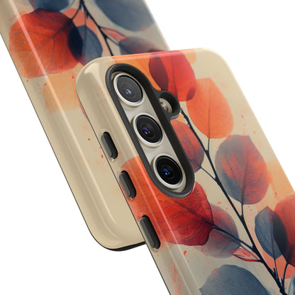 Orange Gray Leaves - Tough Samsung S24 Phone Case