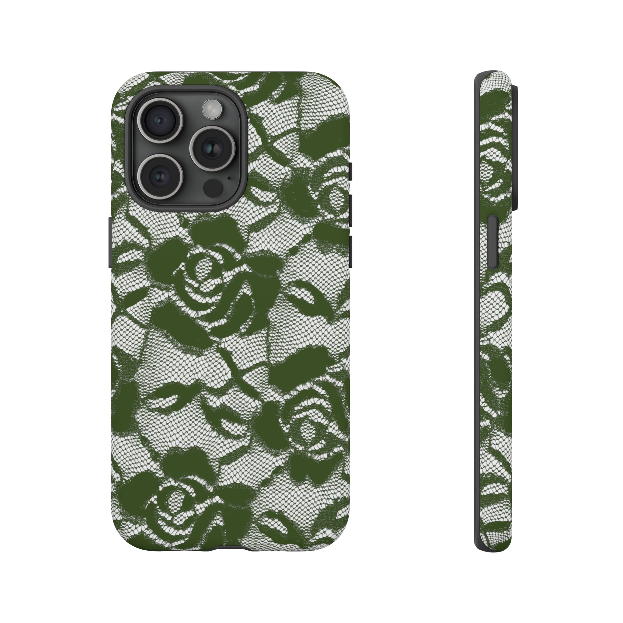 Green Lace Gothic Flower - Protective Phone Case