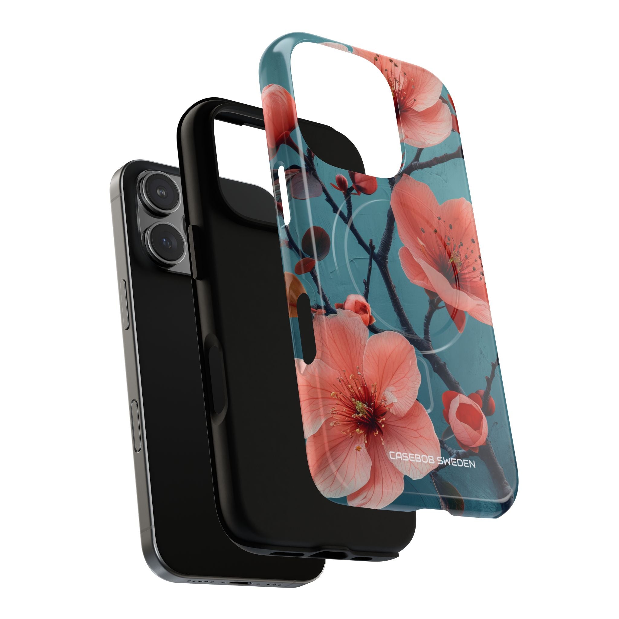 Teal Coral Blossom - Tough + MagSafe® iPhone 16 Phone Case