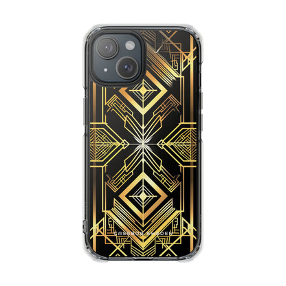 Golden Geometric Opulence iPhone 15 - Transparente, stoßfeste Handyhülle