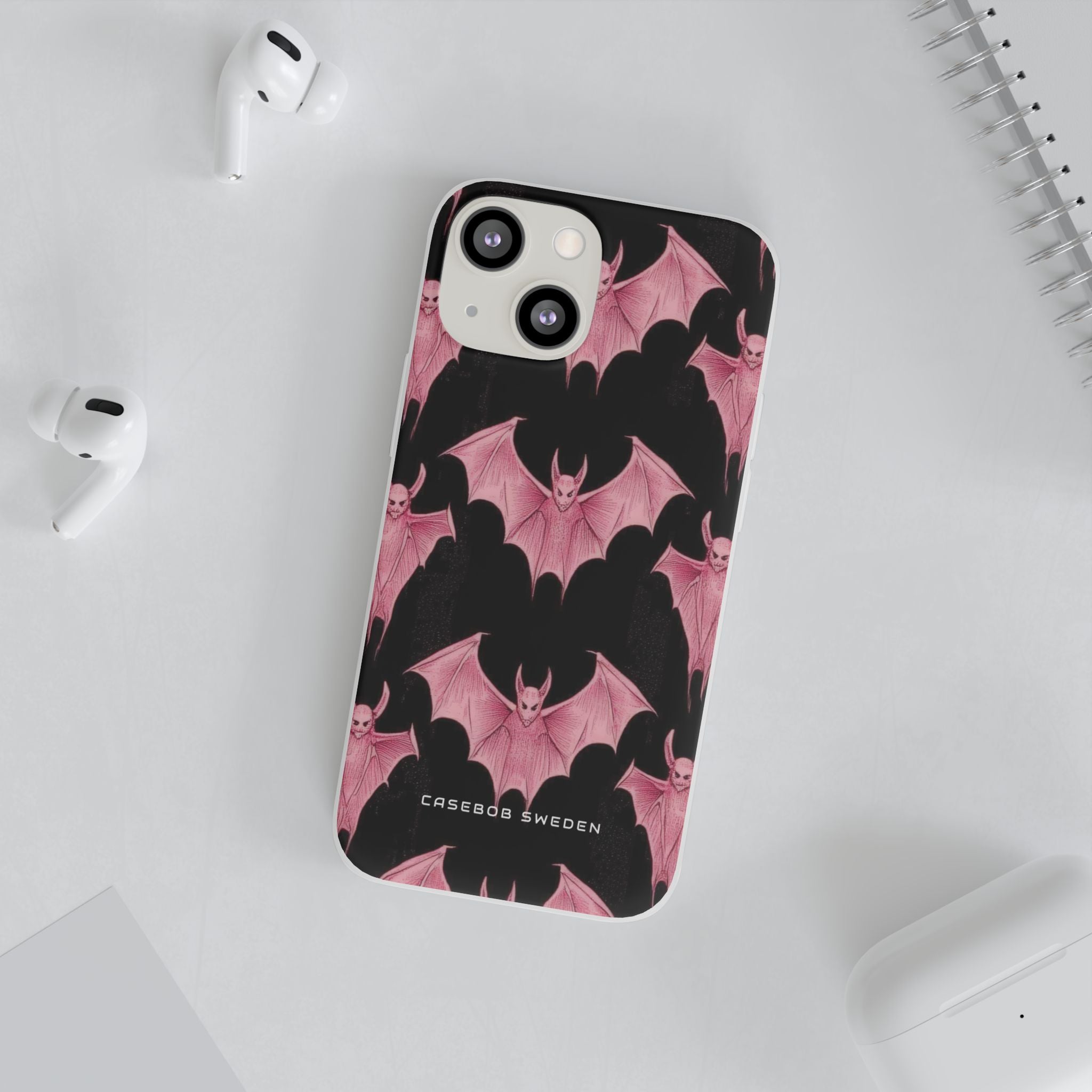 Gothic Pink Bats Aflame iPhone 13 - Flexi Phone Case